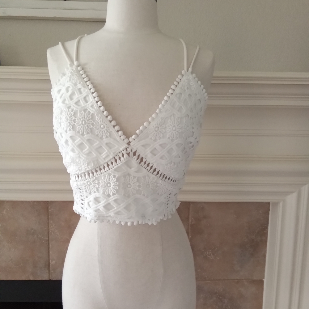 Miami White Lace Crop Top